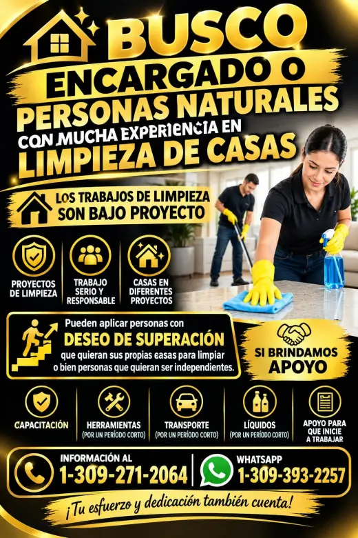 OPORTUNIDADES DE EMPRENDEDORES DE LIMPIEZA DE CASAS / TRABAJOS
