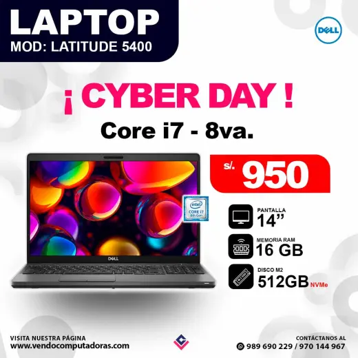 Laptop DELL Latitude 5400 core i7 - 8va.
