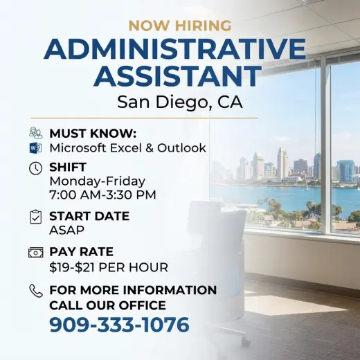 Se Busca: Asistente Administrativo en San Diego