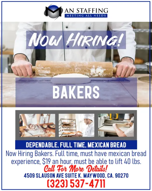 Now Hiring Bakers/Panaderos - Full Time Position