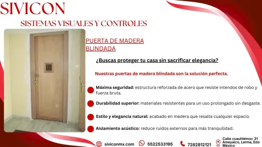 PUERTA BLINDADA EN TERMINACIÓN DE MADERA