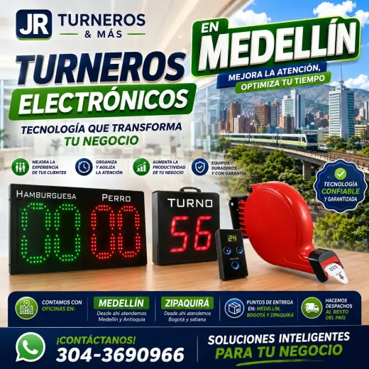EN MEDELLÍN - TURNEROS ELECTRÓNICOS OFICINAS - PUNTOS COMIDA RÁPIDA