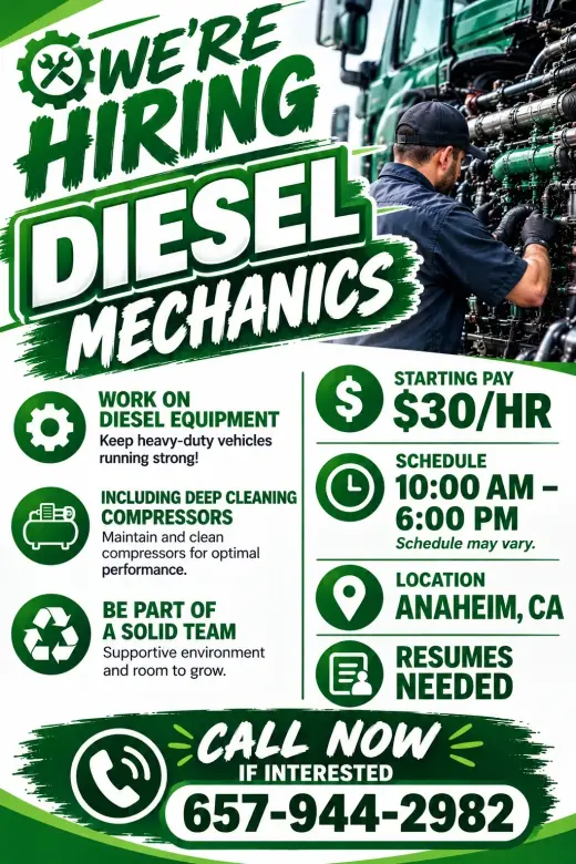 Diesel Mechanic / Mecánico Diésel
