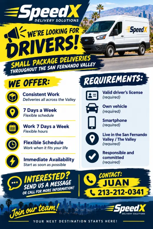 🚨 NOW HIRING DRIVERS – SPEEDX! 🚨