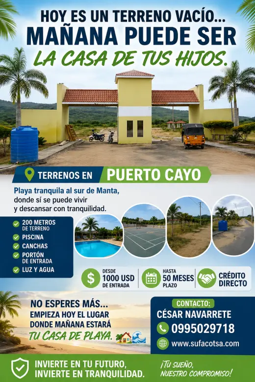 Terreno en Venta en Puerto Cayo - Perfecto para Tu Futuro Hogar