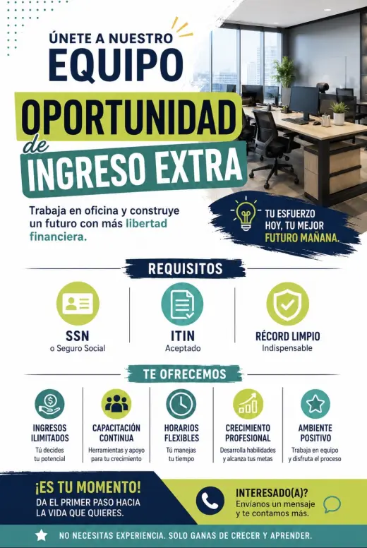 Únete a Nuestro Equipo para Oportunidad de Ingreso Extra