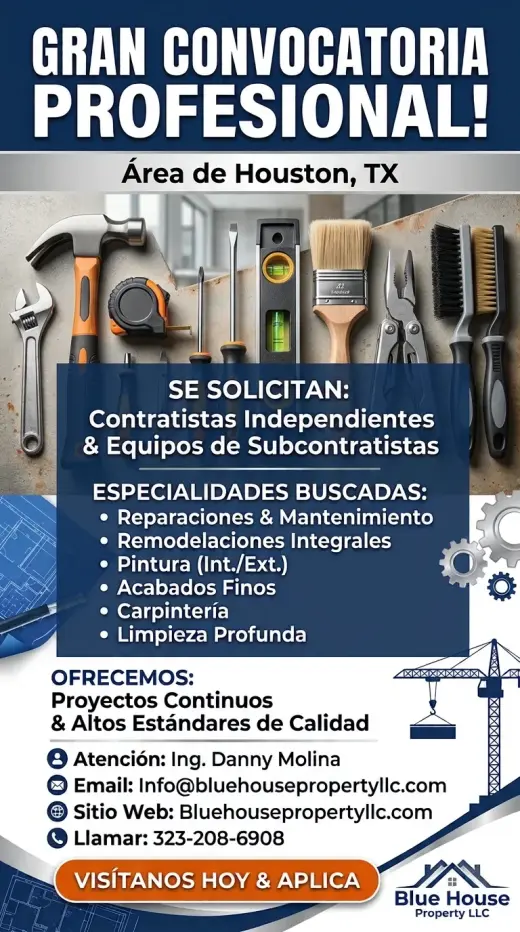 Se Solicitan Contratistas Profesionales en Houston, TX