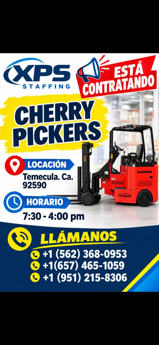 Oportunidad de trabajo para cherry pickers en Temecula
