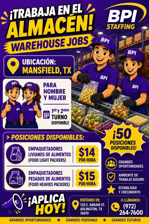 🚨 NOW HIRING – WAREHOUSE POSITIONS IN MANSFIELD, TX! 🚨