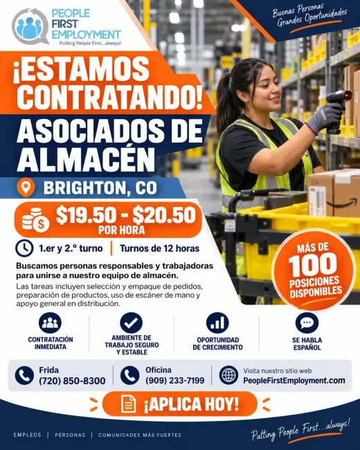 Trabajo de bodea/Almacen mas de 100 puestos disponibles