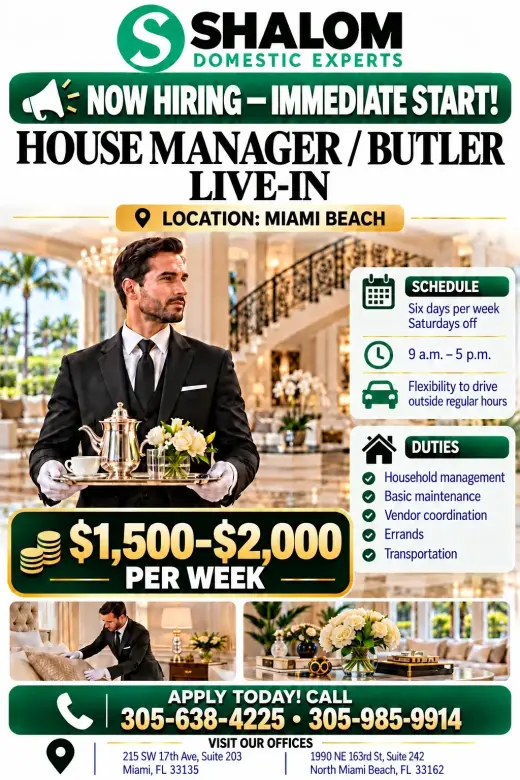 📢 NOW HIRING: LIVE-IN HOUSE MANAGER / BUTLER