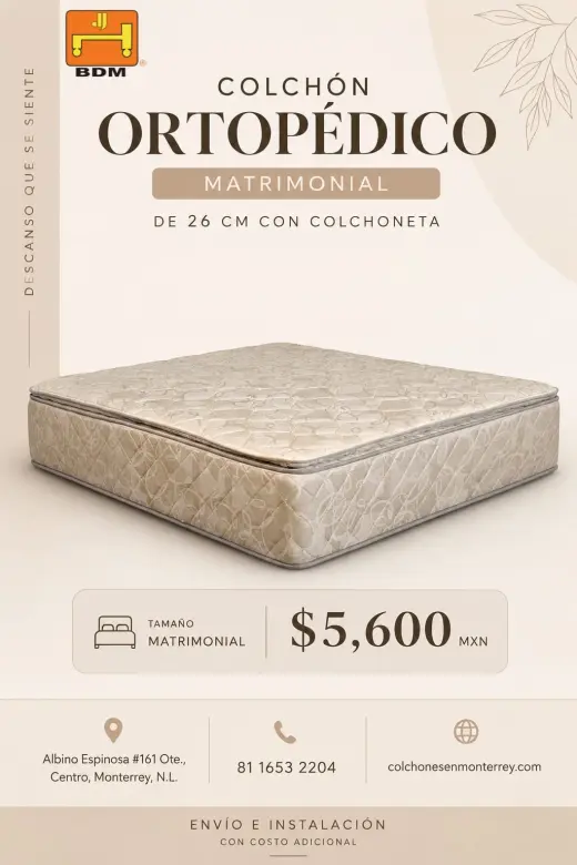 ¿Buscas un Colchón Matrimonial Ortopédico de 26 cm en Monterrey?