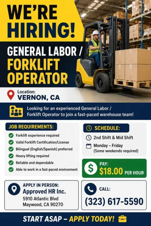 GENERAL LABOR / FORKLIFT OPERATOR