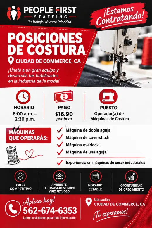 BUSCAMOS OPERADOR DE COSTURA