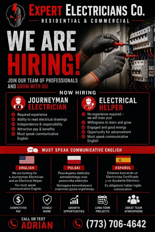 Hiring Electricians - Join Our Expert Team!