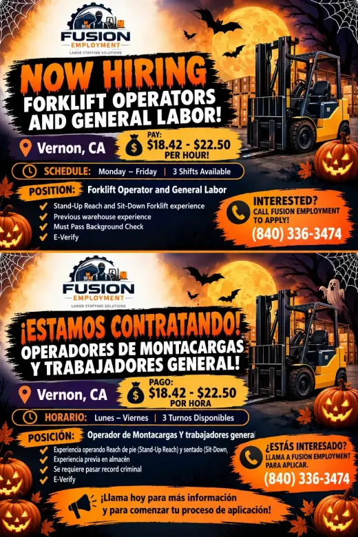 Trabajo General y Operadores de Montacarga!