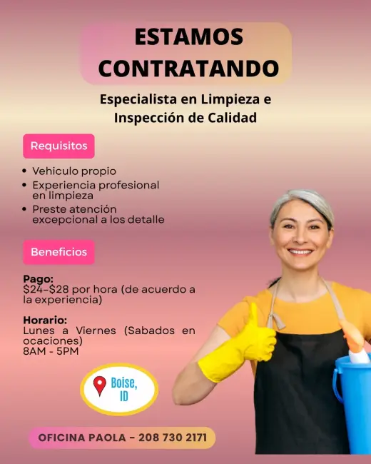 Especialista en Limpieza e Inspección de Calidad