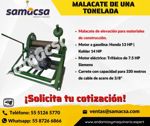 MALACATE DE 1 TONELADA | MAYOR RENDIMIENTO, MENOS ESFUERZO