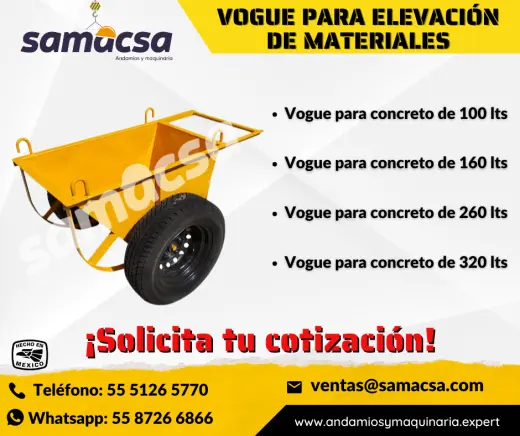 Vogues para Concreto de 100 a 320 Litros | Envíos a Todo México