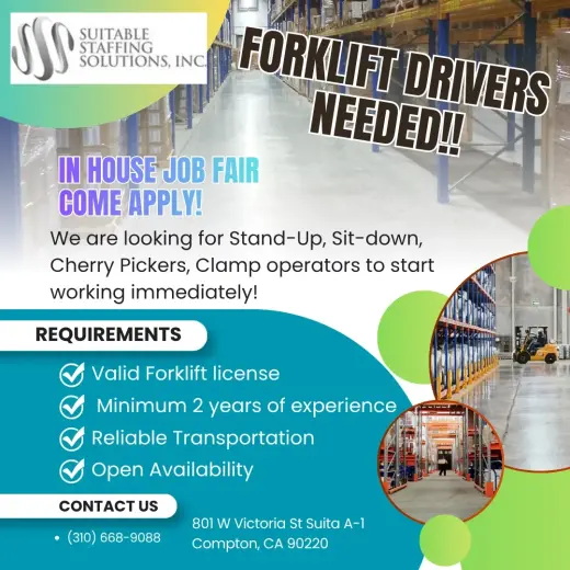 IN-HOUSE JOB FAIR – Forklift Drivers Wanted!