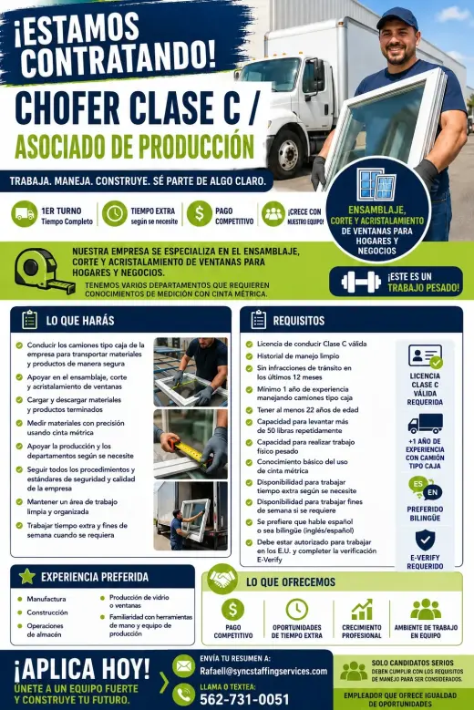 🚚 ¡Estamos Contratando! Chofer de Camión Tipo Caja