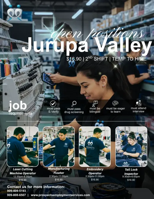 ¡¡TENEMOS TRABAJOS EN JURUPA VALLEY!!