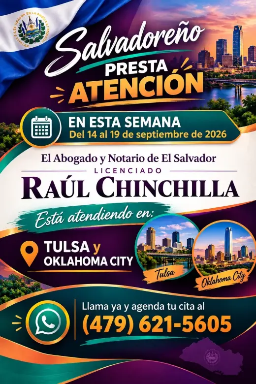 ATENCIÓN SALVADOREÑOS EN TULSA, OKLAHOMA CITY Y OKLAHOMA
