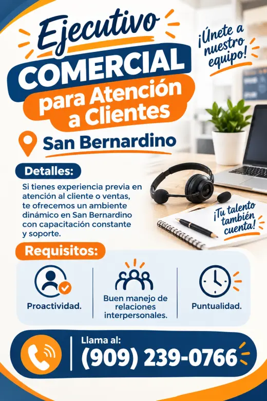 Ejecutivo Comercial para Atención a Clientes