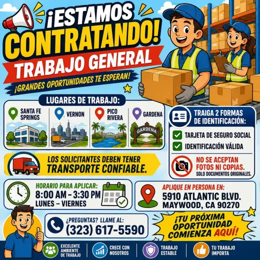 ¡Oportunidades de Trabajo General Disponibles!