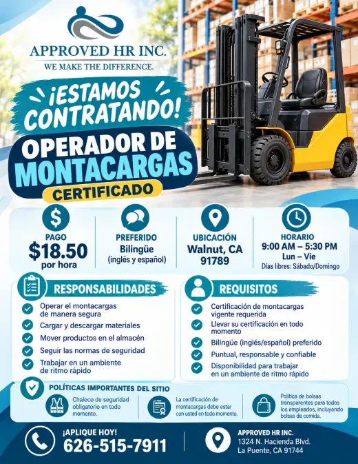OPERADOR DE MONTECARGAS CERTIFICADO