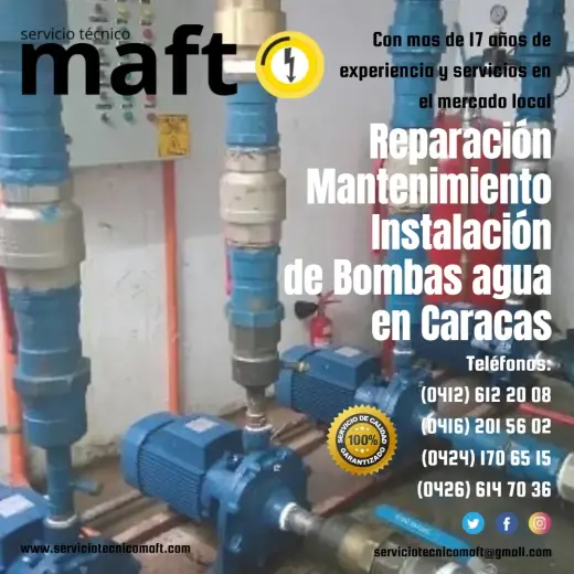 Instalación reparación bombas de agua en Caracas