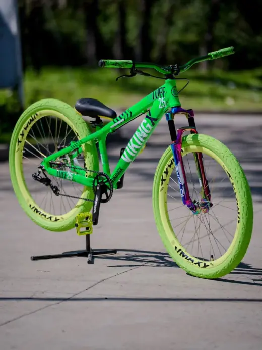 Custom BMX Bike with Neon Green Tires