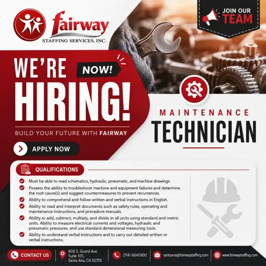 We're Hiring: Maintenance Technician