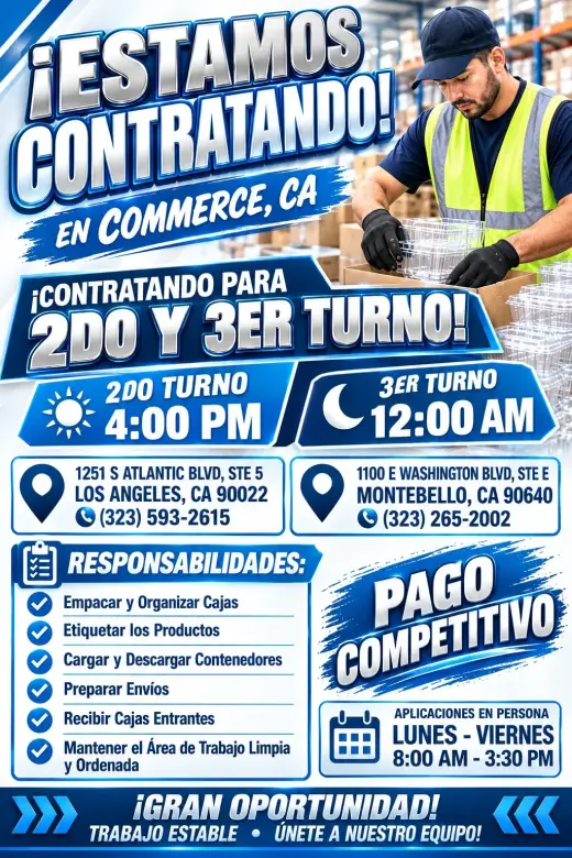 Oportunidades de Trabajo en Commerce, CA