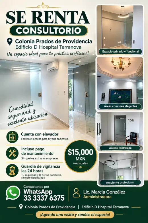 CONSULTORIO EN RENTA PRADOS DE PROVIDENCIA EDIFICIO HOSPITAL TERRANOVA