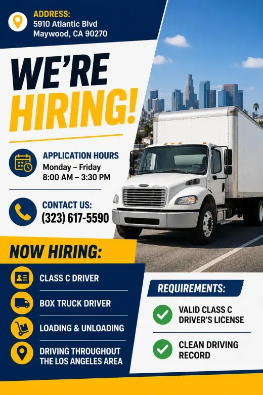 Truck Drivers Class C - Commerce CA.