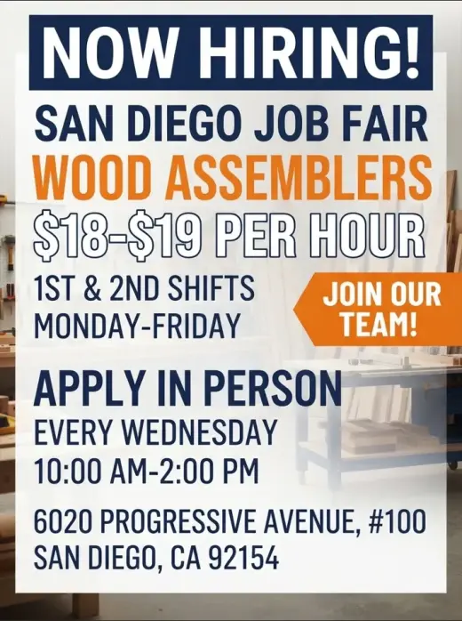 Job Opportunity: Wood Assemblers Needed in San Diego