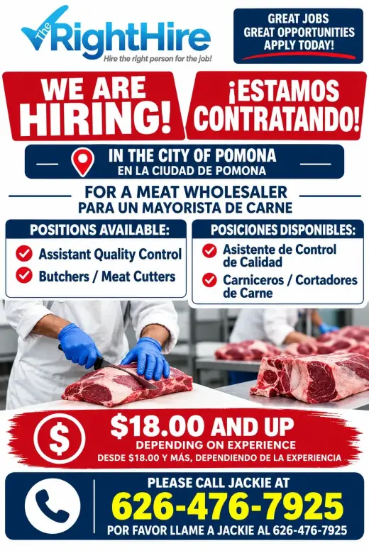 WE ARE HIRING! ESTAMOS CONTRATANDO!