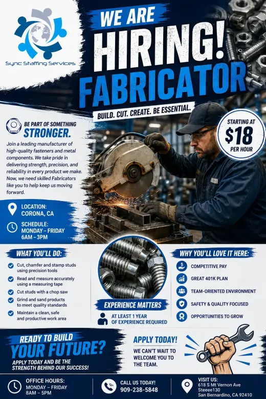 🚨 NOW HIRING: FABRICATOR 🚨