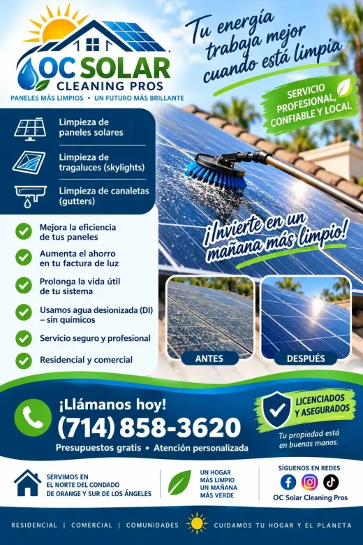 ¡MANTÉN TUS PANELES SOLARES LIMPIOS Y FUNCIONANDO AL MÁXIMO!