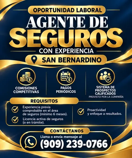 Agente de Seguros con Experiencia – San Bernardino