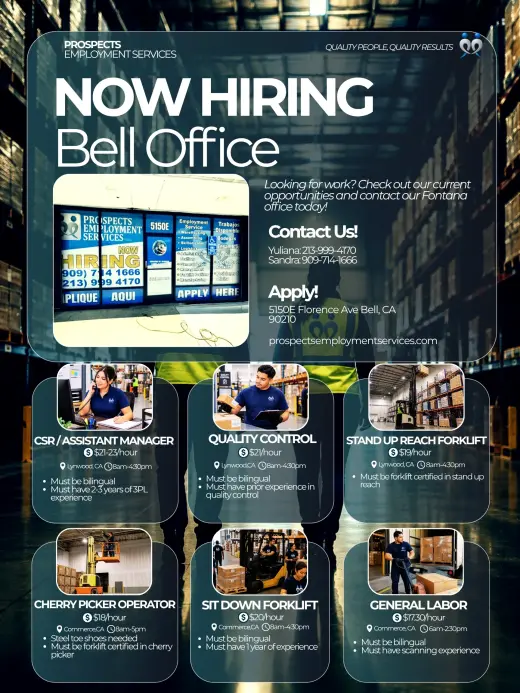 Open positions in Bell, CA