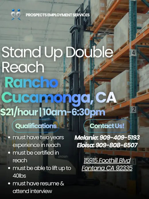 MONTACARGA STAND UP DOUBLE REACH EN RANCHO CUCAMONGA