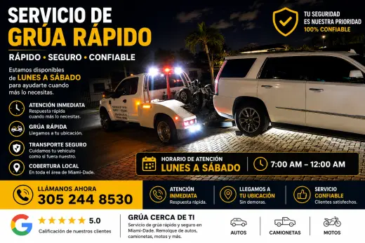 Grúas en Hialeah 24 Horas | Servicio de Remolque Rápido | Towing Hialeah |