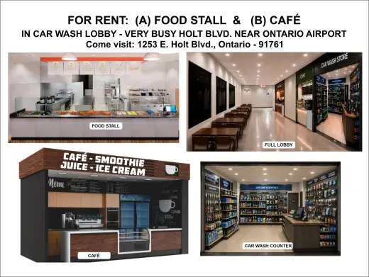 Puesto de Comida y Café en Renta Cerca del Aeropuerto de Ontario