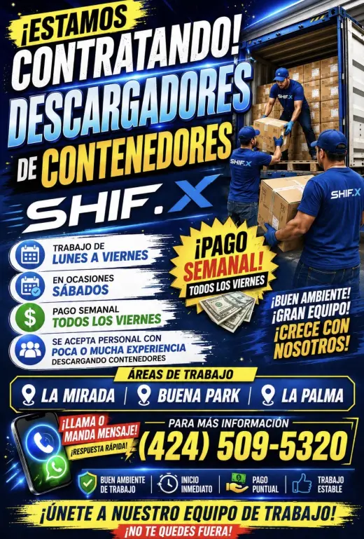 ¡Contratando Descargadores de Contenedores - Pago Semanal!