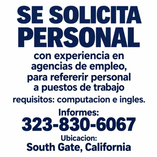 Personal Para Agencia de Empleo