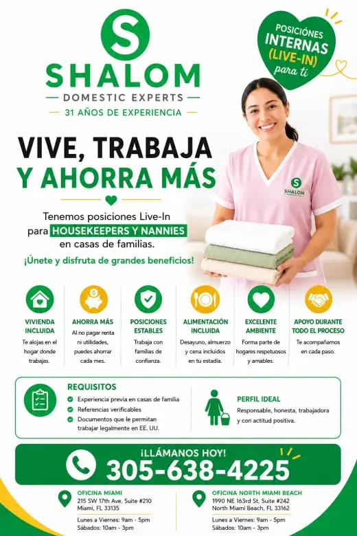 🏡 ¿BUSCAS TRABAJO COMO INTERNA (LIVE-IN)?