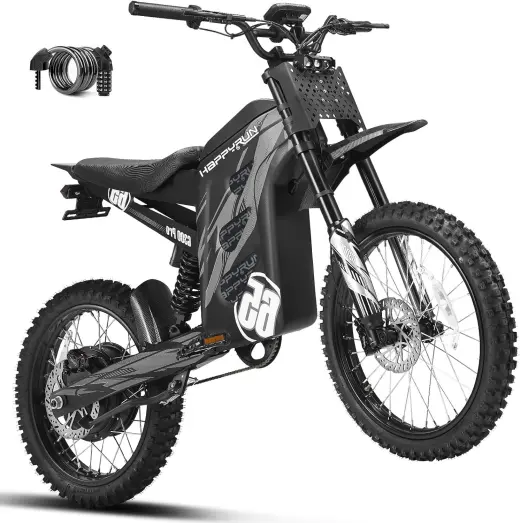 HAPPYRUN G300 Pro Electric Dirt Bike for Adults, 72V 30Ah Battery