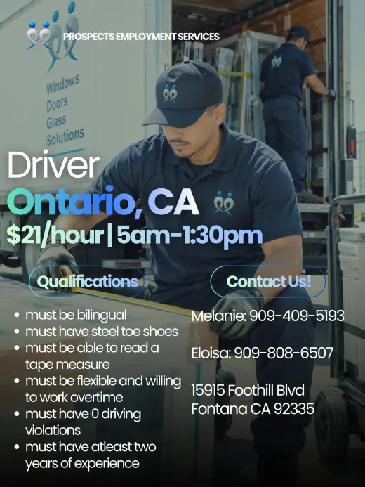DRIVER / CHOFER en ONTARIO
